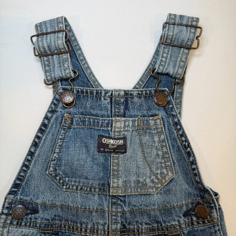 Vintage OSH KOSH B'Gosh Vestbak Blue Jean Patchwork Denim Overalls 2T